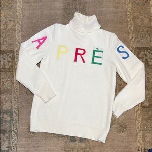 Sugarlips White Turtleneck Sweater with Multicolor 'APRÈS' Letters